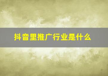 抖音里推广行业是什么