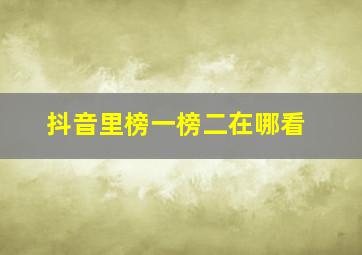 抖音里榜一榜二在哪看