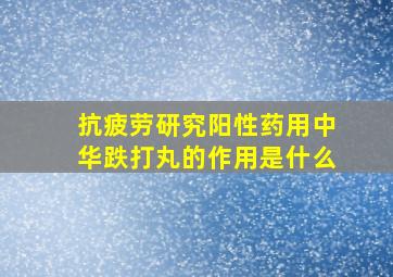 抗疲劳研究阳性药用中华跌打丸的作用是什么