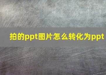 拍的ppt图片怎么转化为ppt