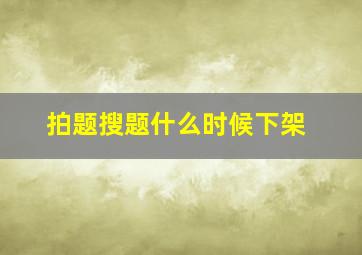 拍题搜题什么时候下架