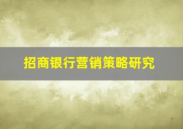 招商银行营销策略研究