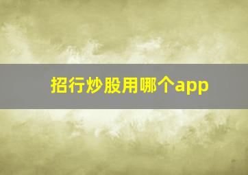 招行炒股用哪个app