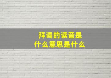 拜谒的读音是什么意思是什么