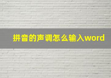 拼音的声调怎么输入word