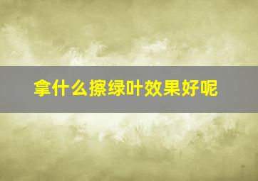 拿什么擦绿叶效果好呢