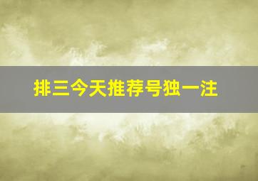 排三今天推荐号独一注