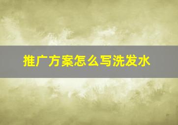 推广方案怎么写洗发水