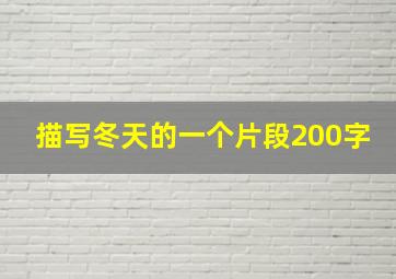 描写冬天的一个片段200字