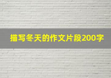 描写冬天的作文片段200字