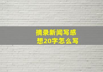 摘录新闻写感想20字怎么写