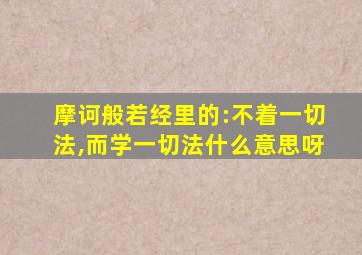 摩诃般若经里的:不着一切法,而学一切法什么意思呀