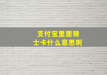 支付宝里面骑士卡什么意思啊