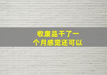 收废品干了一个月感觉还可以