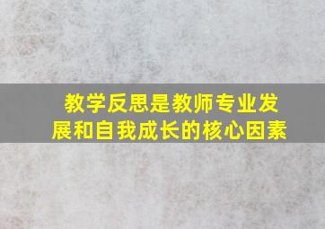 教学反思是教师专业发展和自我成长的核心因素