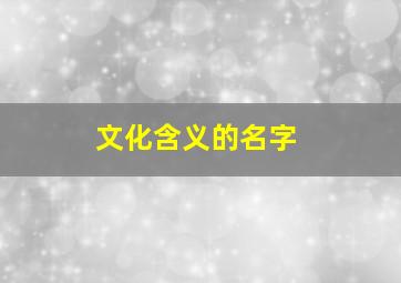 文化含义的名字