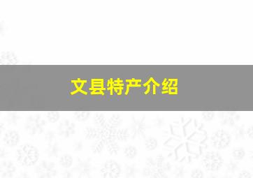 文县特产介绍