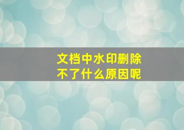 文档中水印删除不了什么原因呢