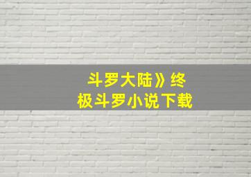 斗罗大陆》终极斗罗小说下载