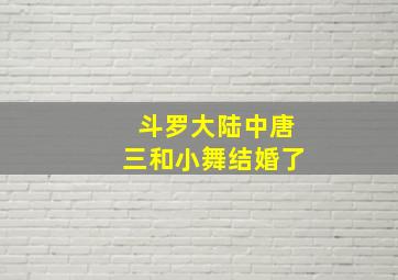 斗罗大陆中唐三和小舞结婚了