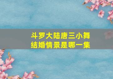 斗罗大陆唐三小舞结婚情景是哪一集