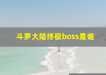 斗罗大陆终极boss是谁