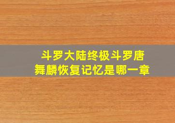 斗罗大陆终极斗罗唐舞麟恢复记忆是哪一章