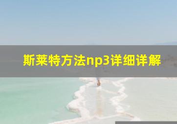 斯莱特方法np3详细详解