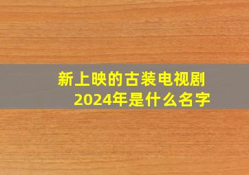 新上映的古装电视剧2024年是什么名字