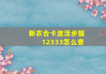 新农合卡激活步骤12333怎么查