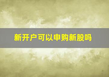 新开户可以申购新股吗