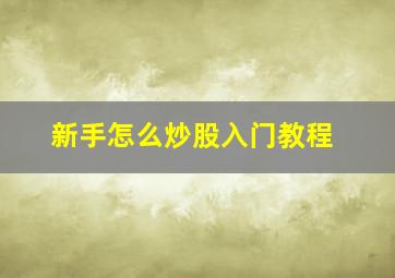 新手怎么炒股入门教程