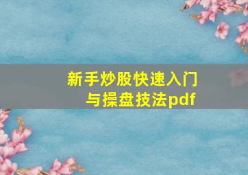 新手炒股快速入门与操盘技法pdf