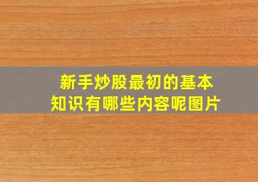 新手炒股最初的基本知识有哪些内容呢图片