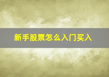 新手股票怎么入门买入