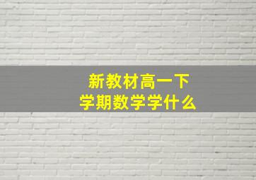 新教材高一下学期数学学什么