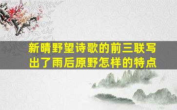 新晴野望诗歌的前三联写出了雨后原野怎样的特点