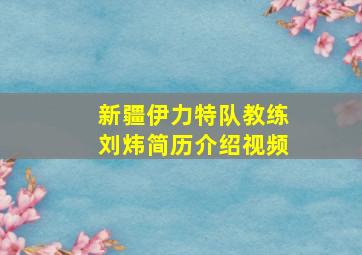 新疆伊力特队教练刘炜简历介绍视频