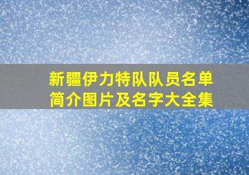 新疆伊力特队队员名单简介图片及名字大全集