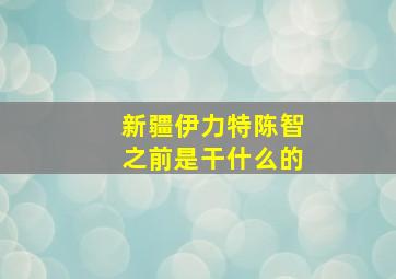 新疆伊力特陈智之前是干什么的