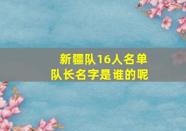 新疆队16人名单队长名字是谁的呢