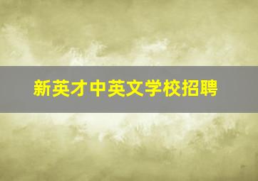 新英才中英文学校招聘