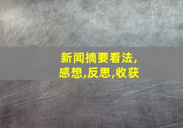 新闻摘要看法,感想,反思,收获