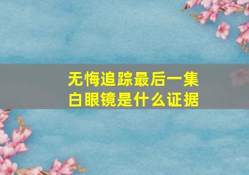 无悔追踪最后一集白眼镜是什么证据