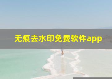 无痕去水印免费软件app