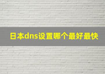 日本dns设置哪个最好最快