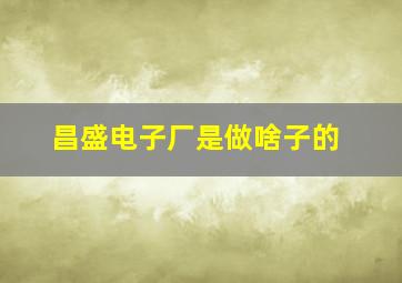 昌盛电子厂是做啥子的