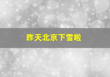 昨天北京下雪啦