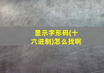 显示字形码(十六进制)怎么找啊