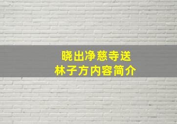 晓出净慈寺送林子方内容简介